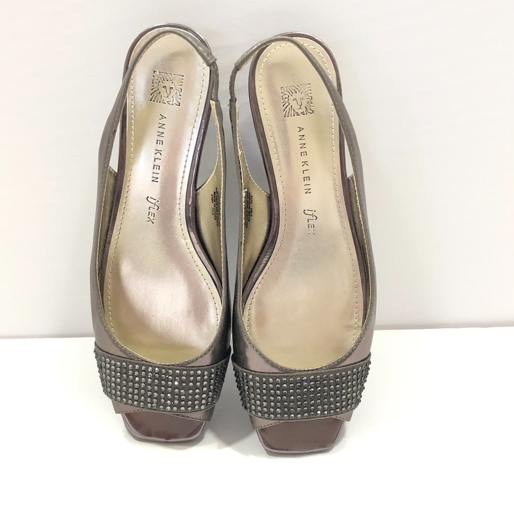 Anne Klein iflex sport hooked woman's slingback sandal champaign heel size 6 1/2